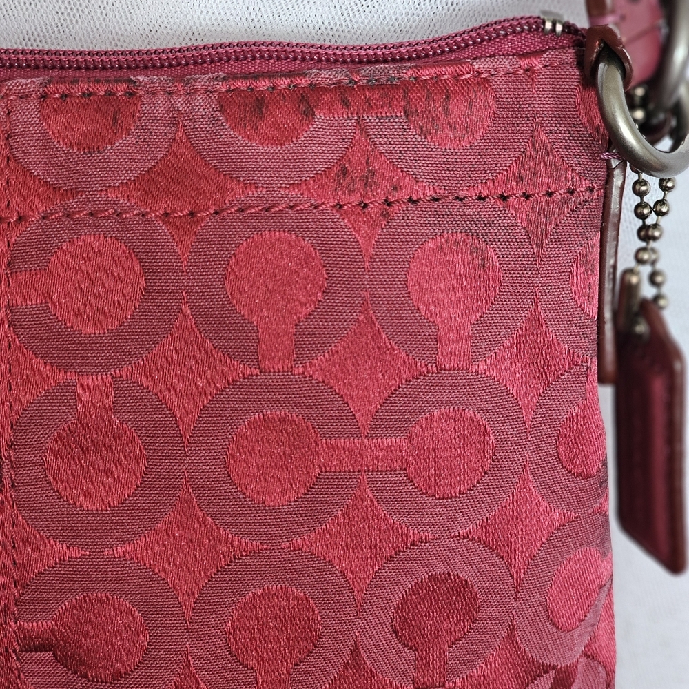 Coach Brooke Pleated Crossbody/Shoulder Bag Maroon Red - Picture 4 of 14